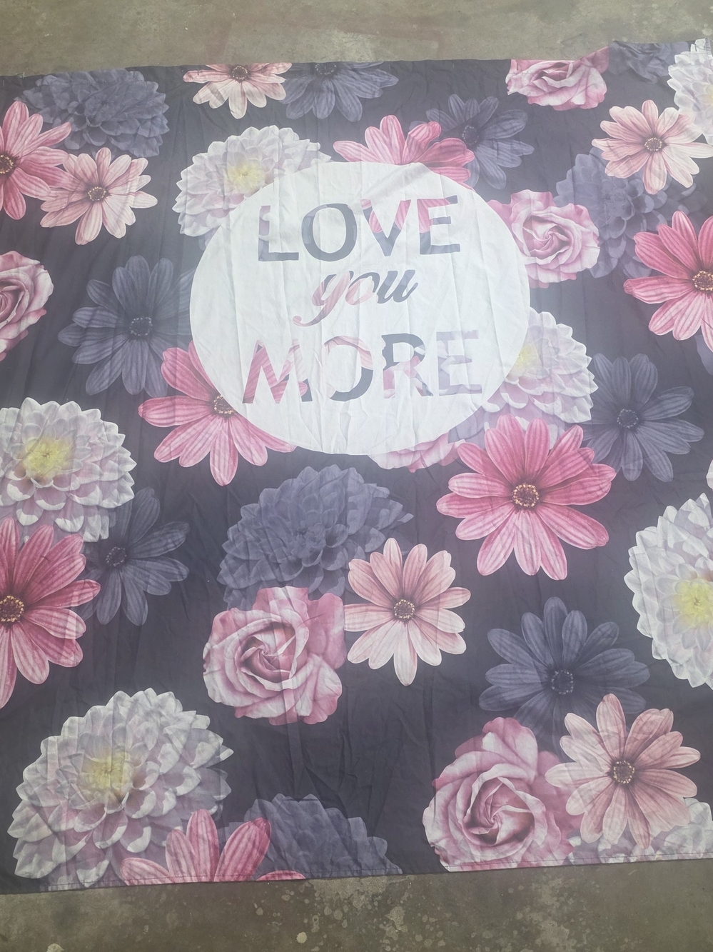'Love You More' Floral Shower Curtain - Pink & Gray